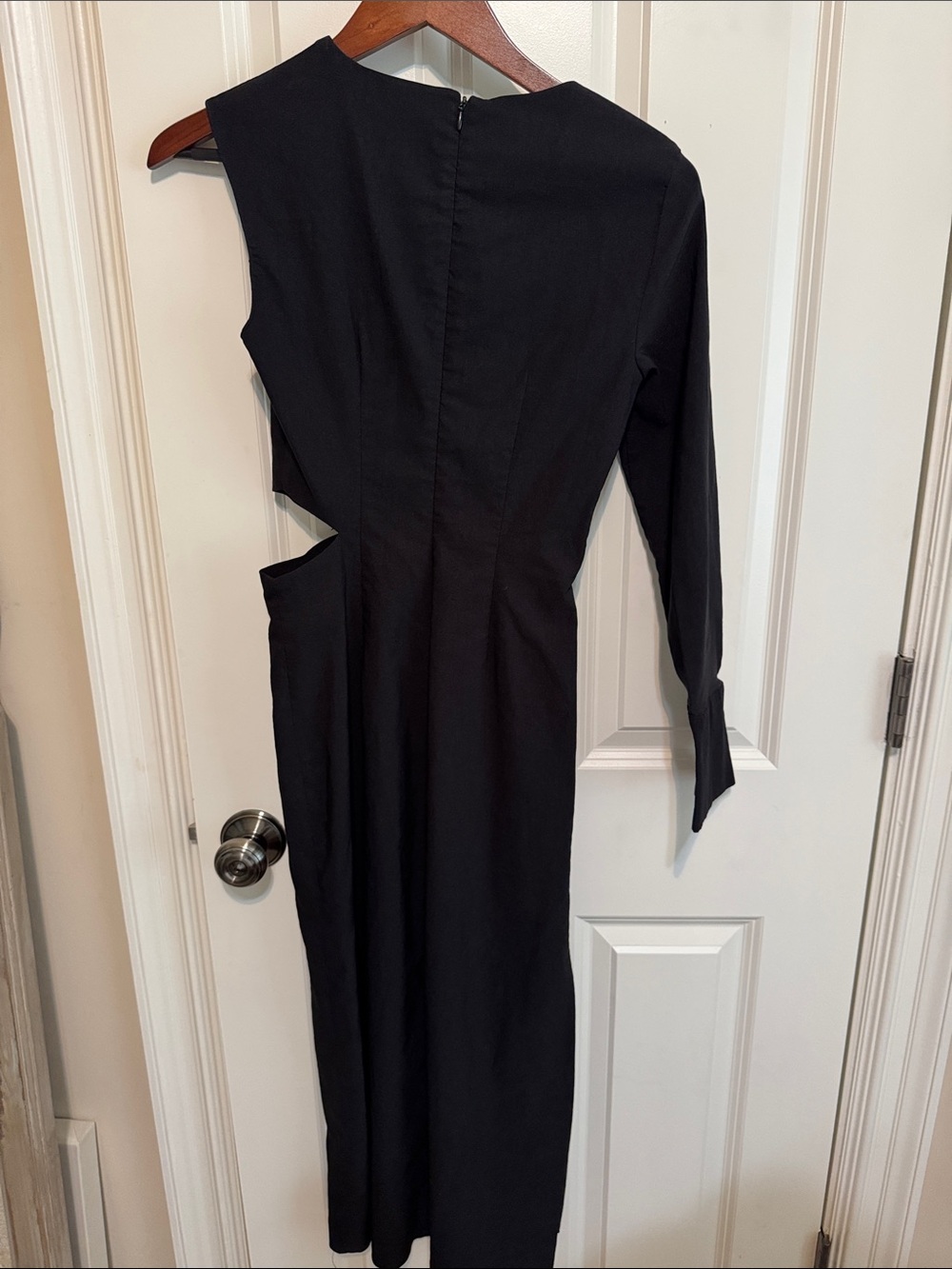 Zara Black Asymmetrical one sleeve Twist-Detail Maxi Dress small - Picture 5 of 6